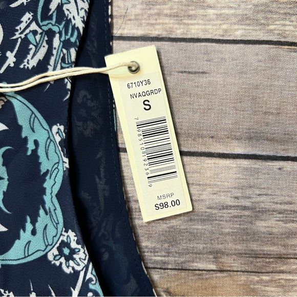 NWT Max Studio Blue Floral Paisley Flowy Tank Blouse, Size Small - Picture 4 of 8